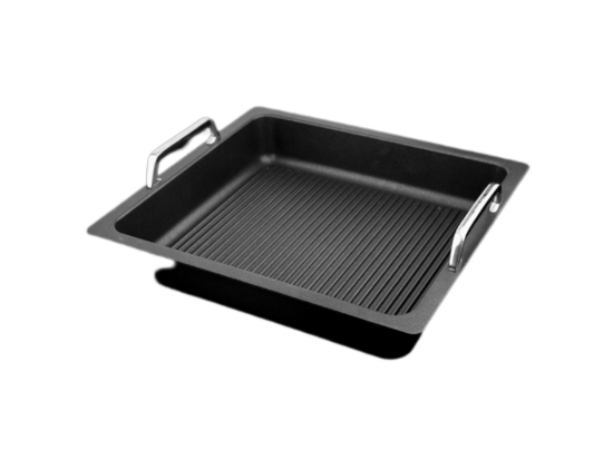 تصویر  ماهیتابه مستطیل دسته استیل گریل نچسب AMT سایز 37