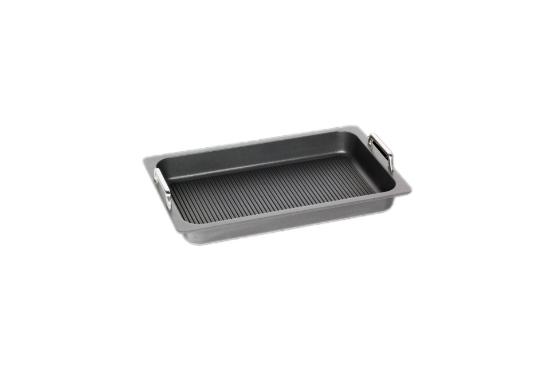 تصویر  ماهیتابه مستطیل دسته استیل گریل نچسب AMT سایز 53