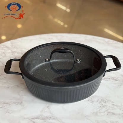 تصویر  تابه دو دسته دور سیلیکون مشکی kzp کالکشن آلما لاکچری سایز ۲۸