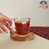 تصویر  لیوان شیشه‌ ای دسته دار شیار‌دار 280 سی‌سی لیمون